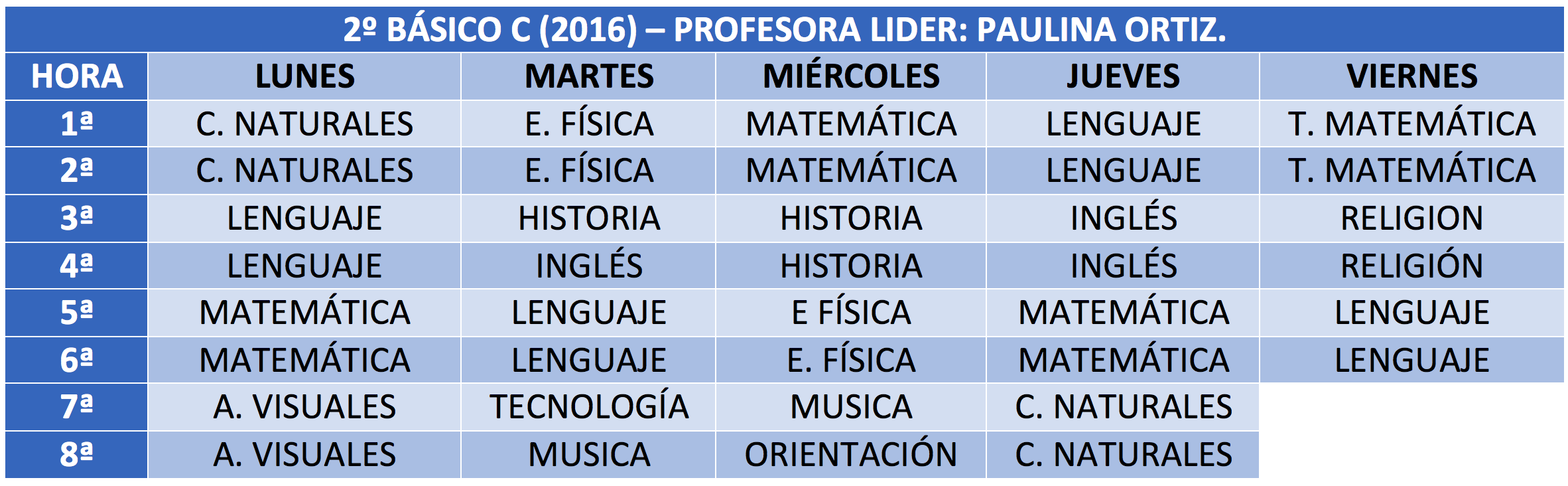 2ºCHorario2016