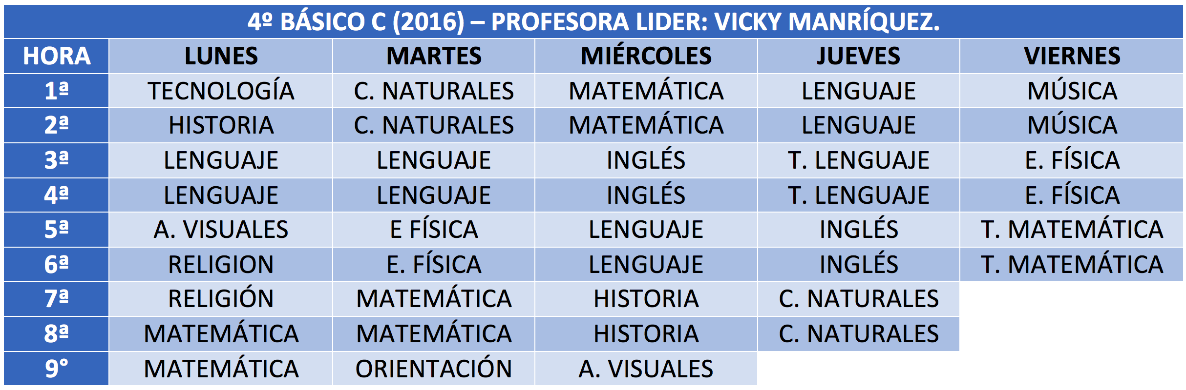 4ºCHorario2016