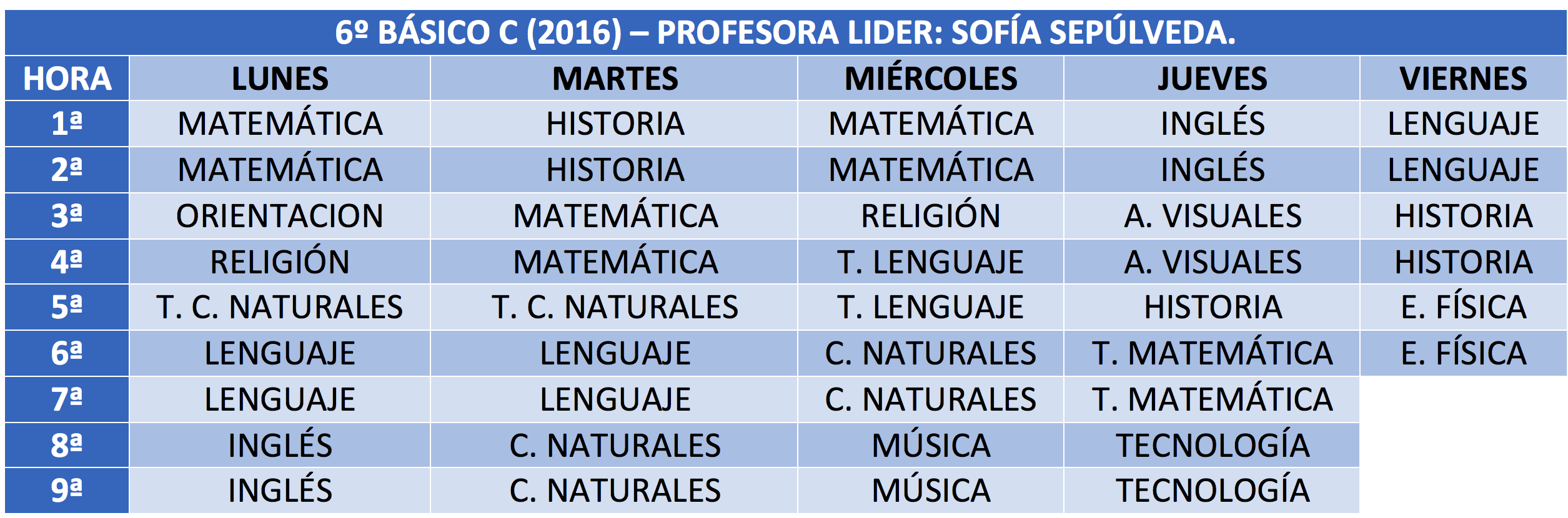 6ºCHorario2016